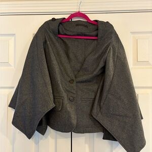 Unique Nicholas K Caped  Wool and Leather Jacket sz XS